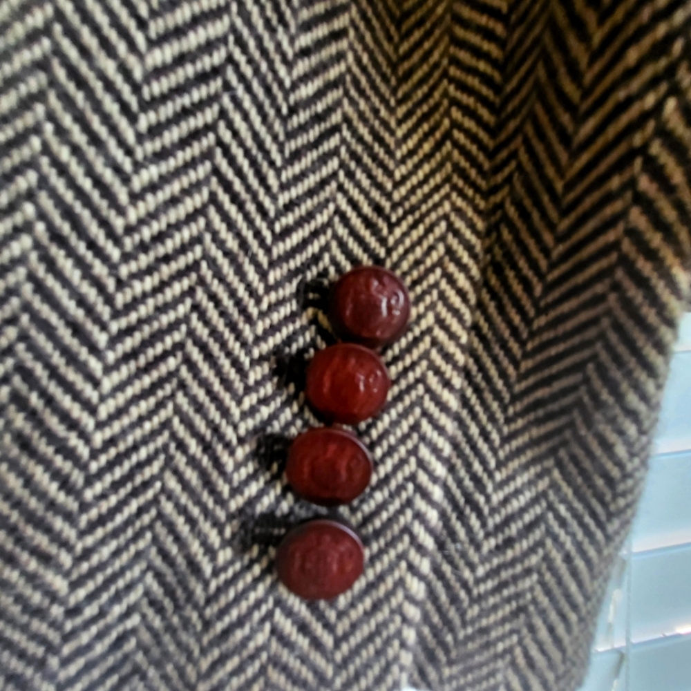 Nautica Womens 8 Brown Herringbone Blazer 80% Wool 20% Nylon - Picture 5 of 7